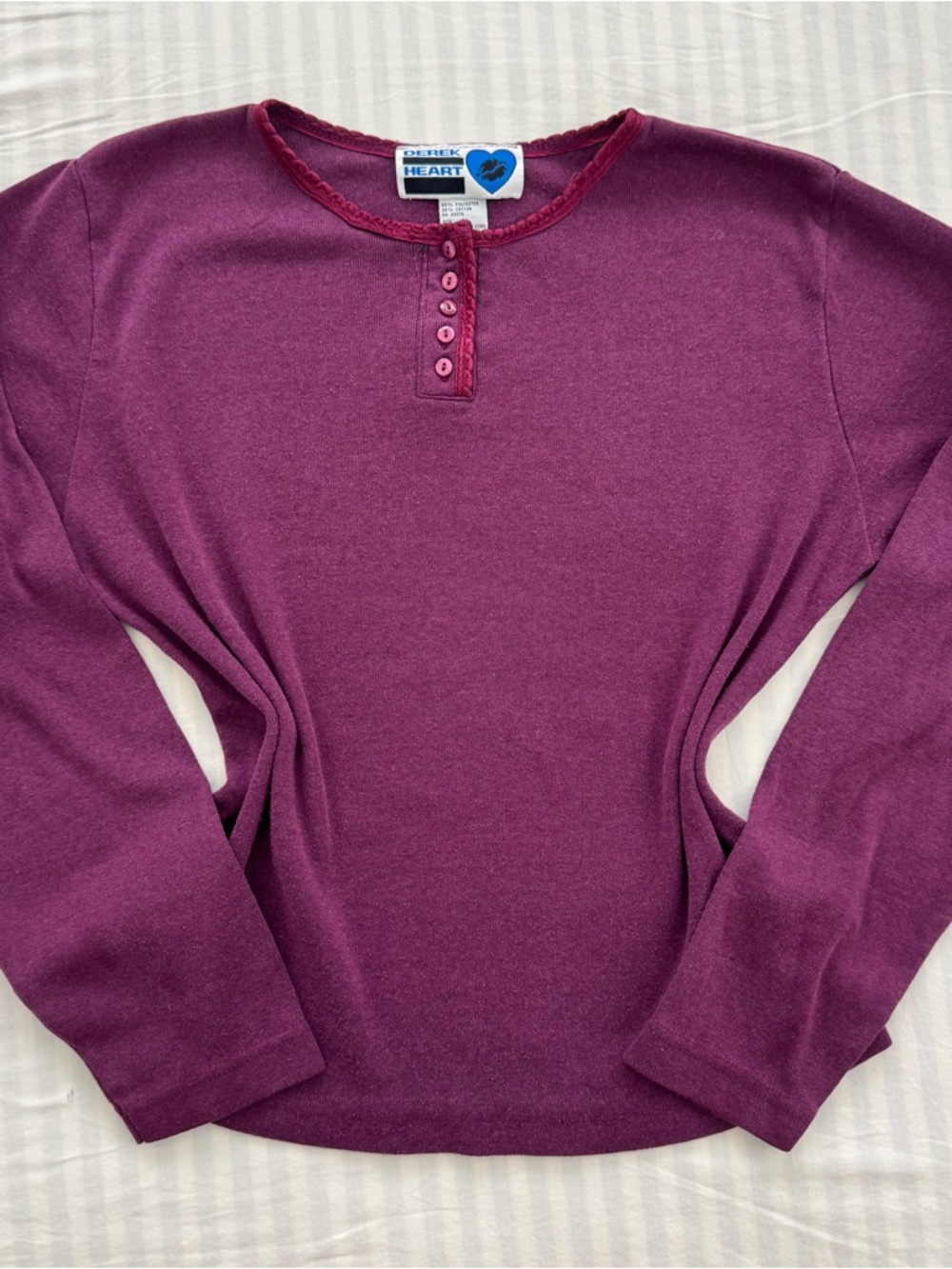 Derek Heart Burgundy Henley Top with Heart Logo